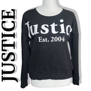 JUSTICE Black Graphic Pullover Sweater w/ White Print, Soft & Cozy, Size 14/16
